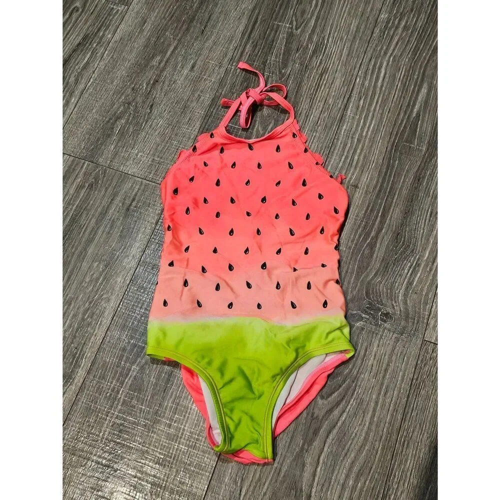 Girls Cat & Jack One Piece Swimsuit Size 6 Watermelon Print